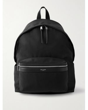 Saint Laurent City Leather-trimmed Canvas Backpack - Black