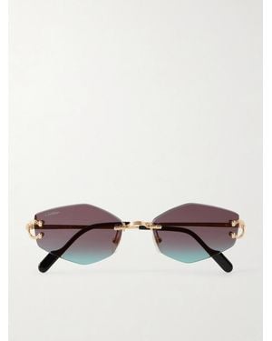 Cartier Squared-Frame Metal Sunglasses - Metallic