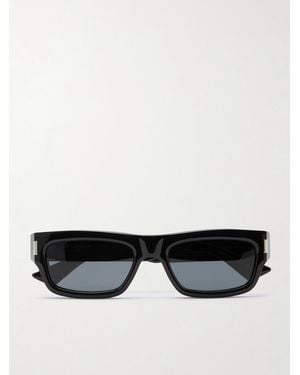 Saint Laurent Rectangular-Frame Acetate Sunglasses - Black