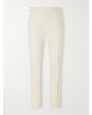 Brioni Straight-Leg Stretch-Cotton Gabardine Pants - White