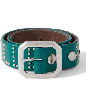 GALLERY DEPT. Croc-Effect Trimmed Studded Leather Belt - Green