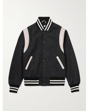 Golden Bear The Hayes Collegejacke aus einer Wollmischung mit Ledereinsätzen - Schwarz