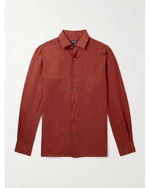 ZEGNA Hemd aus "Oasi"-Leinen - Rot