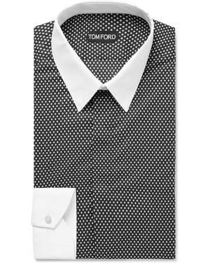 Tom Ford Slim-Fit Printed Cotton Shirt - Gray