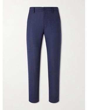 Canali Slim-Fit Tapered Wool-Blend Chinos - Blue
