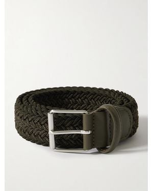 Anderson's 3.5cm Leather-Trimmed Woven Belt - Schwarz