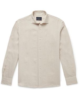 Thom Sweeney Slim-fit Cutaway-collar Linen Shirt - White