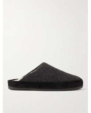 Mulo Suede-Trimmed Shearling-Lined Recycled-Wool Slippers - Black