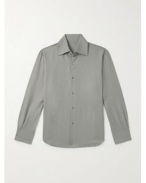 STÒFFA Spread-Collar Cotton And Linen-Blend Shirt - Grey