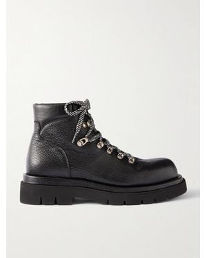 Bottega Veneta Full-Grain Leather Hiking Boots - Black