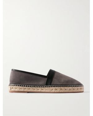 Manolo Blahnik Nerano Espadrilles aus Veloursleder mit Lederbesatz - Grau
