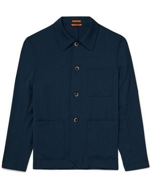 Barena Visal Wool Overshirt - Blue