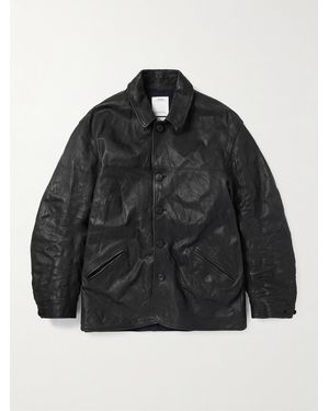 Visvim Crinkled-leather Jacket - Black