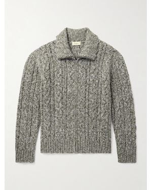 Piacenza 1733 Cable-knit Virgin Wool Zip-up Jumper - Grey