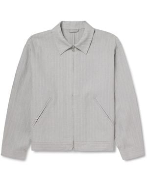 NN07 Petrus 1455 Oversized Pinstriped Linen Blouson Jacket - Gray