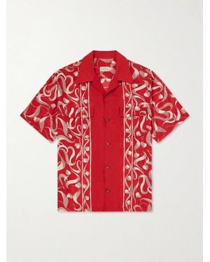Kapital Camp-Collar Printed Woven Shirt - Red