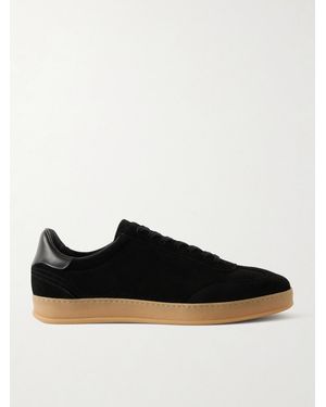 MR P. Leather-trimmed Suede Trainers - Black