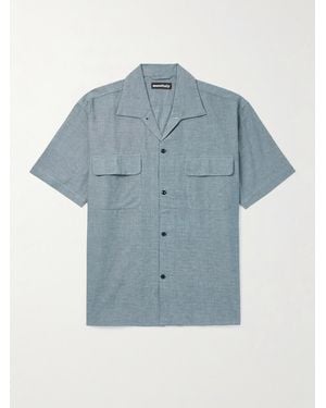 Monitaly 50S Milano Camp-Collar Cotton Oxford Shirt - Blue