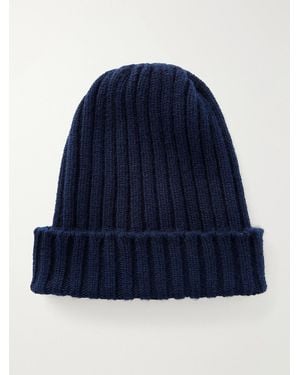 Thom Sweeney Ribbed Cashmere Beanie - Blau