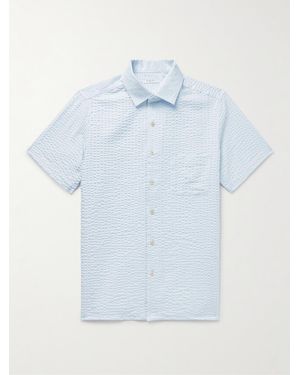 Boglioli Pinstriped Cotton-seersucker Shirt - Blue