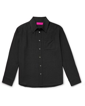 The Elder Statesman Wool And Cashmere-Blend Twill Shirt - Black