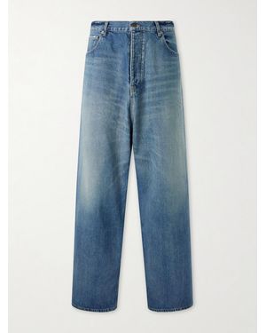 Balenciaga Wide-Leg Distressed Jeans - Blau