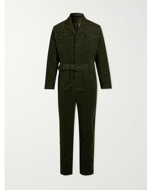 Kingsman Belted Cotton-moleskin Jumpsuit - Green