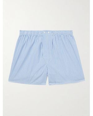 Derek Rose James Striped Cotton Boxer Shorts - Blue