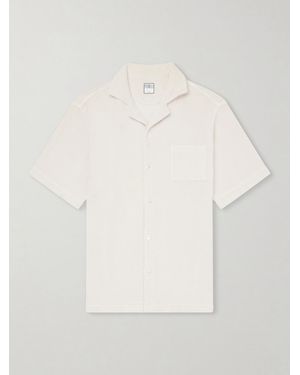 Fedeli Camp-Collar Cotton-Terry Shirt - White
