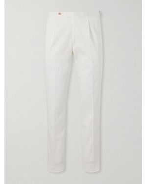 De Petrillo Straight-Leg Cotton-Blend Twill Trousers - Bianco