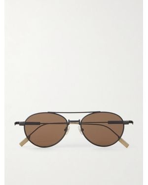 ZEGNA Aviator-style Two-tone Titanium Sunglasses - Natural