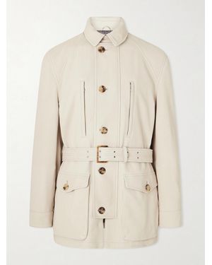 Brunello Cucinelli Belted Leather Jacket - Natural