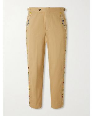 Bode Straight-Leg Cotton Feather Runner Trousers - Natural