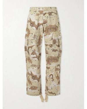 CHERRY LA Wide-Leg Camouflage-Print Cotton Trousers - Natural