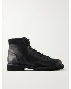 Common Projects Hiker Suede-Trimmed Full-Grain Leather Hiking Boots - Black