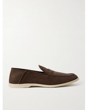 George Cleverley Mayfair Ii Collapsible-Heel Suede Loafers - White