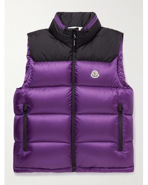 Moncler Ophrys Logo-Appliquéd Colour-Block Quilted Shell And Ripstop Down Gilet - Purple