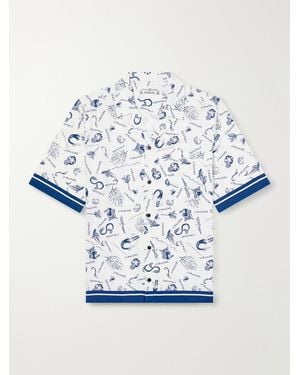 MANAAKI Hawaiki Camp-Collar Printed Lyocell-Twill Shirt - Blue