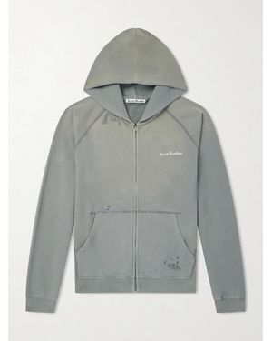 Acne Studios Fupiter Logo-Print Embroidered Cotton-Jersey Hoodie - Grey