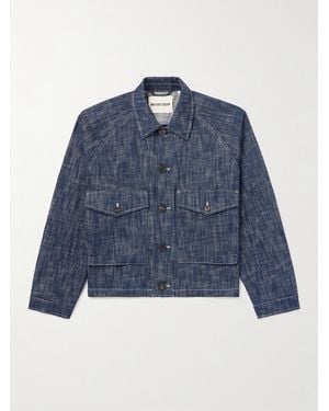 Miles Leon Dahlia Slim-Fit Cropped Denim Jacket - Blue