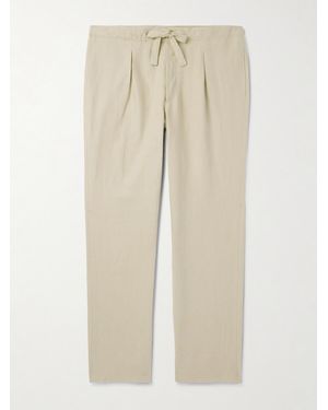 STÒFFA Straight-Leg Linen-Twill Drawstring Trousers - Natural