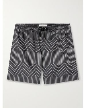 MR P. Frank Straight-Leg Mid-Length Striped Swim Shorts - Grey