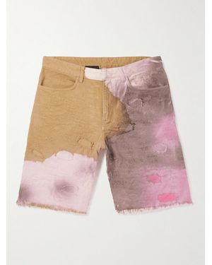 Givenchy Wide-Leg Distressed Tie-Dyed Denim Shorts - Multicolour