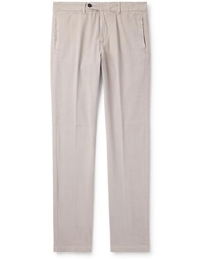 Massimo Alba Winch2 Slim-fit Straight-leg Cotton-blend Twill Pants - Gray