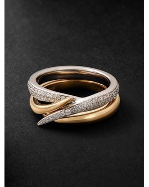 Shaun Leane Interlocking Duo 18-karat White And Yellow Gold Diamond Ring - Black