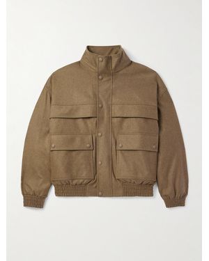 Loro Piana Tristar Wool And Cashmere-Blend Flannel Bomber Jacket - Natural