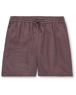 De Bonne Facture Easy Straight-Leg Linen Drawstring Shorts - Purple