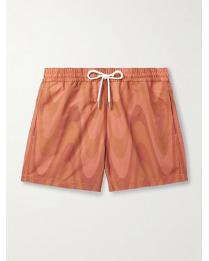 Frescobol Carioca Rio Straight-Leg Mid-Length Printed Recycled Swim Shorts - Orange
