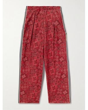 Kapital Wide-Leg Striped Webbing-Trimmed Bandana-Print Tech-Jersey Track Trousers - Red