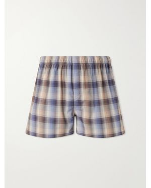 Tekla Auralee Checked Organic Cotton-Flannel Boxers - Blau